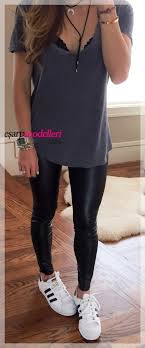 Deri Tayt Pantolon Modeli Legging Outfits Moda Stilleri Rahat Kiyafetler