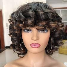 Big Natural look brown ombre afro wig Hair loss products