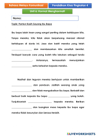 Tanpa mengurangi rasa sayang, mengirimkan pantun romantis dapat membuat nada pesan penuh tawa dan canda, menjadikan komunikasi di antara kamu menjadi lebih 'hidup' dan nggak terasa membosankan. Pantun Kasih Sayang Ibu Bapa Worksheet
