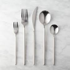 20 Piece Stiletto Shiny Silver Flatware Set Reviews Cb2 Modern Flatware Flatware Set Black Flatware