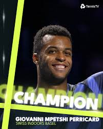 BASEL BELONGS TO GMP 😎 Mpetshi Perricard efeats Shelton 6-4 7-6 to capture  his first ATP 500 title at the #SwissIndoorsBasel!