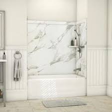 In this video you will learn the steps to properly install ceramic tile in a tub and shower space. Calcutta Gold Tub Surrounds Bathtubs The Home Depot