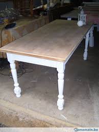 table de ferme patine blanche et bois brut deco cosy a vendre brocante eettafel interieur