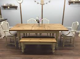 Shabby Chic Extendable Farmhouse Table Pine Oak Rustic Chairs Bench Handmade Rustic Chair Farmhouse Table Chair Bench