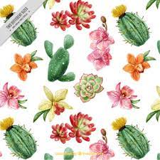 Download Free Beautiful Cacti And Flowers Background With Watercolor Effect Svg Dxf Eps Png Svg Cut Files Free Download
