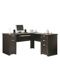You can use it as a corner desk, but it also works in the center of the room as well. Realspace Magellan 59 W L Shaped Desk Espresso Office Depot