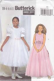 Butterick Sewing Pattern 4441 Girls Size 12 16 Formal Confirmation Flower Girl Jr Bridesmaid Dress Gown Sewing Pattern Bridesmaid Dresses Girls Formal Dresses