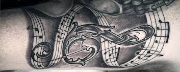 White ink music word tattoo. 75 Music Note Tattoos For Men Auditory Ink Design Ideas