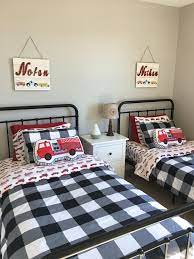 Fire Truck Theme Boy S Bedroom Makeover Boys Bedroom Makeover Boys Bedroom Themes Boys Bedrooms