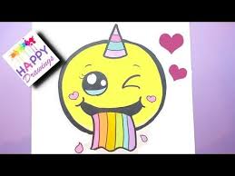 How To Draw A Cute Emoji Unicorn Puking Rainbow Easy Youtube Emoji Drawings Happy Drawing Unicorn Coloring Pages