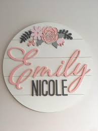 24 Custom Wood Baby Name Sign 24 Round Sign Etsy Baby Name Signs Baby Girl Shower Gifts Name Signs