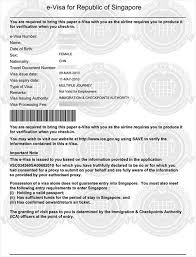Singapore Visa Sample Visa Online Visa Singapore