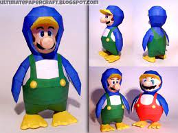 Papercraft4u Free Papercrafts Paper Toys Paper Models Gratis Papercraft Super Mario Bros Penguin Luigi Luigi Mario Crafts Lego Super Mario