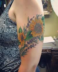 Sunflower And Lavender Tattoo Lavender Tattoo Sunflower Tattoos Wildflower Tattoo