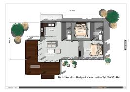It doesn't always have to be the ranch style! Low Cost Modern Two Bedroom House Design With L Shape Veranda House And Decors