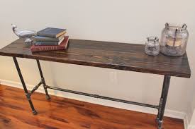 Steel And Pine Wood Long Console Bar Table Bar Table Behind Couch Bar Table Rustic Console Tables