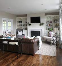 Decorating With Leather The New Sofa Family Friendly Living Room Home Living Room Living Room With Fireplace