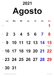 Augustus, en memoria del emperador octavio.) 1. Calendario Agosto 2021 Calendarpedia