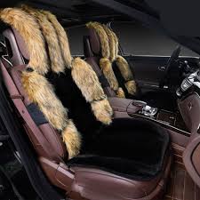 1pcs For Front Car Seat Covers Faux Fur Cute Interior Accessories Cushion Styling Seat Cover Raccoon Sheepskin Faux Fur Car Seats Seat Covers Carseat Cover
