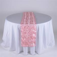 Pink 14 Inch X 108 Inch Rosette Table Runner Adistant Possibility Table Runners Wedding Fitted Tablecloths Pink Table