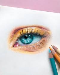 Yellow Eye Sticker Color Pencil Art Eye Art Prismacolor Art