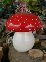 Garden Ceramic Mushroom Statue Large Red Orange Amanita Fly Etsy Stuffed Mushrooms Garden Mushrooms Garden Statues