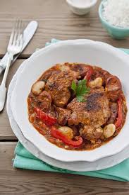 Pollo Con Peperoni E Fagioli Energia Super Cibo Stock Photo 156059016