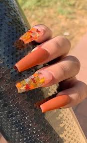 This fall season, it's all about matte polish, negative space, and geometric shapes. 40 Gorgeous Fall Nail Designs That You Need To See Halloween Acrylic Nails Fall Acrylic Nails Cute Nails For Fall