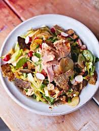 It is full of flavor, filling and makes a small amount of fresh salmon go a long way. Jamie Oliver Recipes Salmon Salad Recipes Salmon Salad Asian Recipes