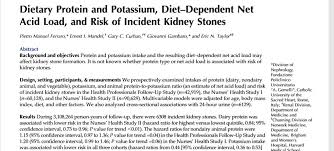 Diet Protein And Potassium And Kidney Stone Risk Kidney
