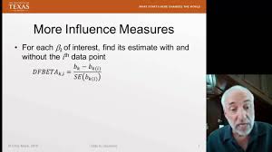 Dfbetas are provided as part of the influence.summary_frame() output but is is worth visualizing it. Lecture22 Data2decision Influence In Regression Youtube