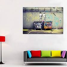 Complete guide to original banksy prints and latest banksy street art updates. Amazon Com Faicai Art Banksy Graffiti Art Wall Art Canvas Paintings Hd Printed Abstract Street Art Posters And Prints Life Is Short Chill The Duck Out Pop Art Printings Modern Wall Decor Wooden