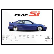 1999 Honda Civic Si Spec Sheet Electron Blue Pearl J7artwork 1999 Honda Civic Honda Civic Si Honda Civic