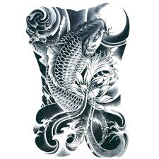Koi fish tattoos come in different designs and colors which have different meanings associated with them. Tafly Men S Black Koi Carp Fish Arm Leg Tattoo Temporary Tattoos Transfer Stickers Waterproof Body Art Buy Online In Latvia At Desertcart 23813049