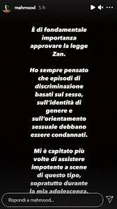 Ecco il testo definitivo approvato in senato: Mahmood Anche Lui Sulla Legge Zan Discriminazioni Da Condannare