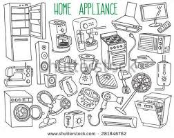 Home Appliances Themed Doodle Set Various Household Equipment And Facilities Major And Small Appliances Co Home Appliances Appliances Electronic Appliances