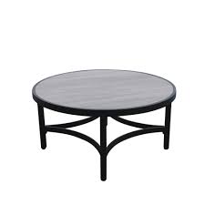 Ridge road décor aluminum traditional round coffee table in silver. Backyard Creations Chalet Gardens Round Patio Coffee Table At Menards