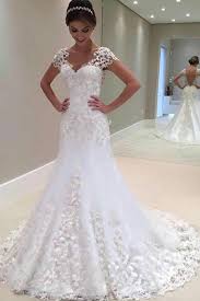 Gorgeous Long Mermaid Lace Cap Sleeve 2019 Wedding Dress Mw292 Bridal Dresses Elegant Wedding Dress Sweep Train Wedding Dress