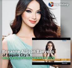 Roxanne Allison Baeyens of Baguio City is Miss Philippines Earth 2020. The  July 5 pageant finals was telecast