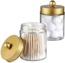 Suwimut 4 pack bathroom organizer apothecary jars, glass canisters mason jar with lid for storage cotton swabs, bath salts, makeup sponges, qtip. Buy Apothecary Jars Bathroom Storage Organizer Countertop Storage Organizer Canister Jar Cute Qtip Dispenser Holder Glass With Lid For Cotton Swabs Bath Salts Hair Band 2 Pack Gold Online In Indonesia B07sst1k8z