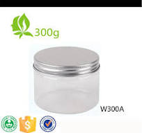 300ml Pet Wide Mouth Plastic Jar with Aluminium Lid