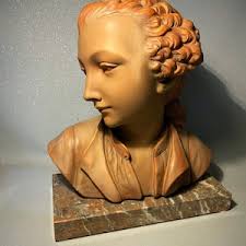 Art Nouveau French Plaster Bust of a Young Woman.