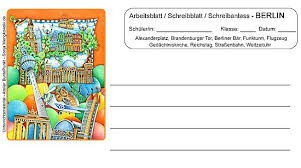 Schreibblatt mit haus / eine blankovorlage mit lin. Arbeitsblatt Berlin Schreibblatt Schreibanlass Grundschule Unterrichtsmaterial Deutsch