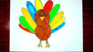 Wild turkey and young drawing. Thanksgiving Turkey Drawing For Kids Colorful Thanksgiving Picture Youtube