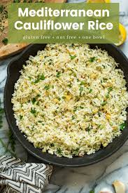 Mediterranean Cauliflower Rice Paleo Vegan Recipe Paleo Cauliflower Rice Keto Side Dishes Healthy Recipes
