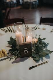 Simple Organic Wedding Reception Decor Votive Centerpiece Rustic Table Numb Diy Wood With Images Wood Centerpieces Wedding Wedding Reception Decorations Wedding Table