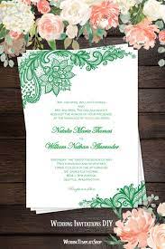 Vintage Lace Wedding Invitation Emerald Green Wedding Invitations Printable Templates Lace Wedding Invitations Wedding Invitations