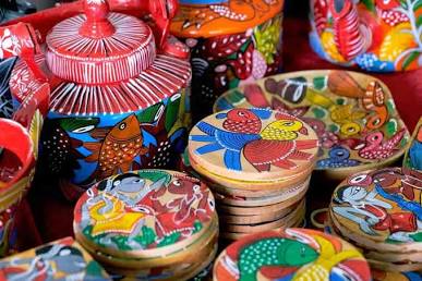 Open-air handicraft stalls near the Amaravati heritage zone, AI generated
