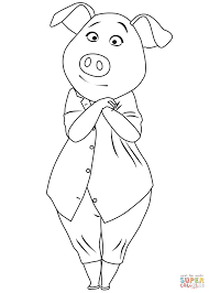 Pig Rosita From Sing Coloring Page Png 1 000 1 400 Piks Coloring Pages Disney Embroidery Singing Drawing