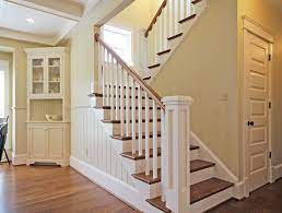 Wrap Around Staircase Design With Window At Landing Farmhouse Stairs Farmhouse Renovation Stairs